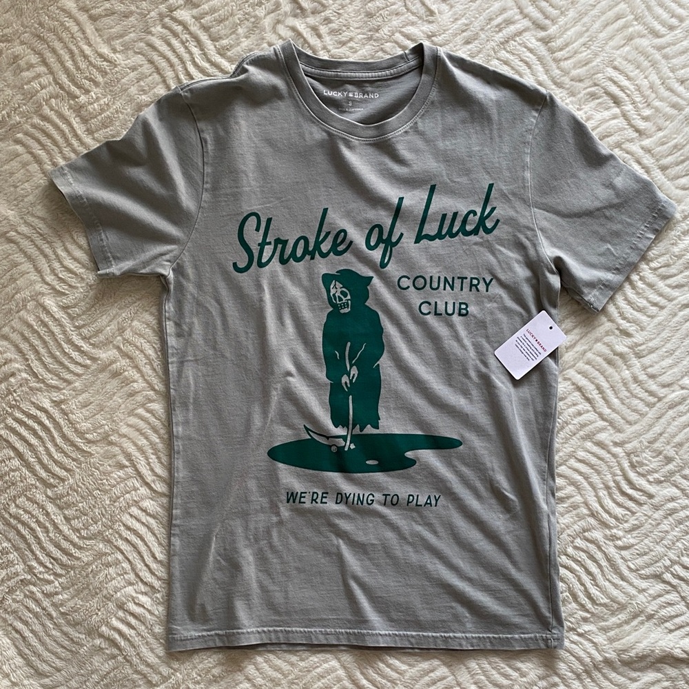 Lucky Brand Gray Short-Sleeve Graphic Tee with Dark Green Print